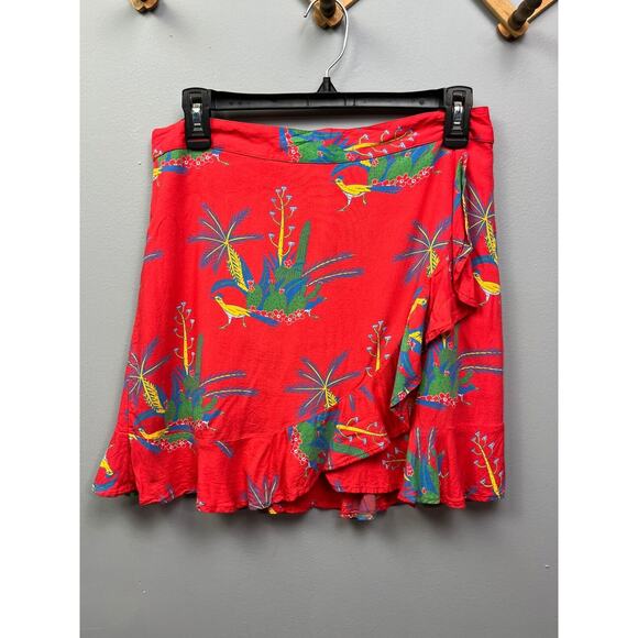 Honey Punch Skirt womens medium‎ faux wrap floral Lightweight Tropical Colorful - Picture 1 of 7